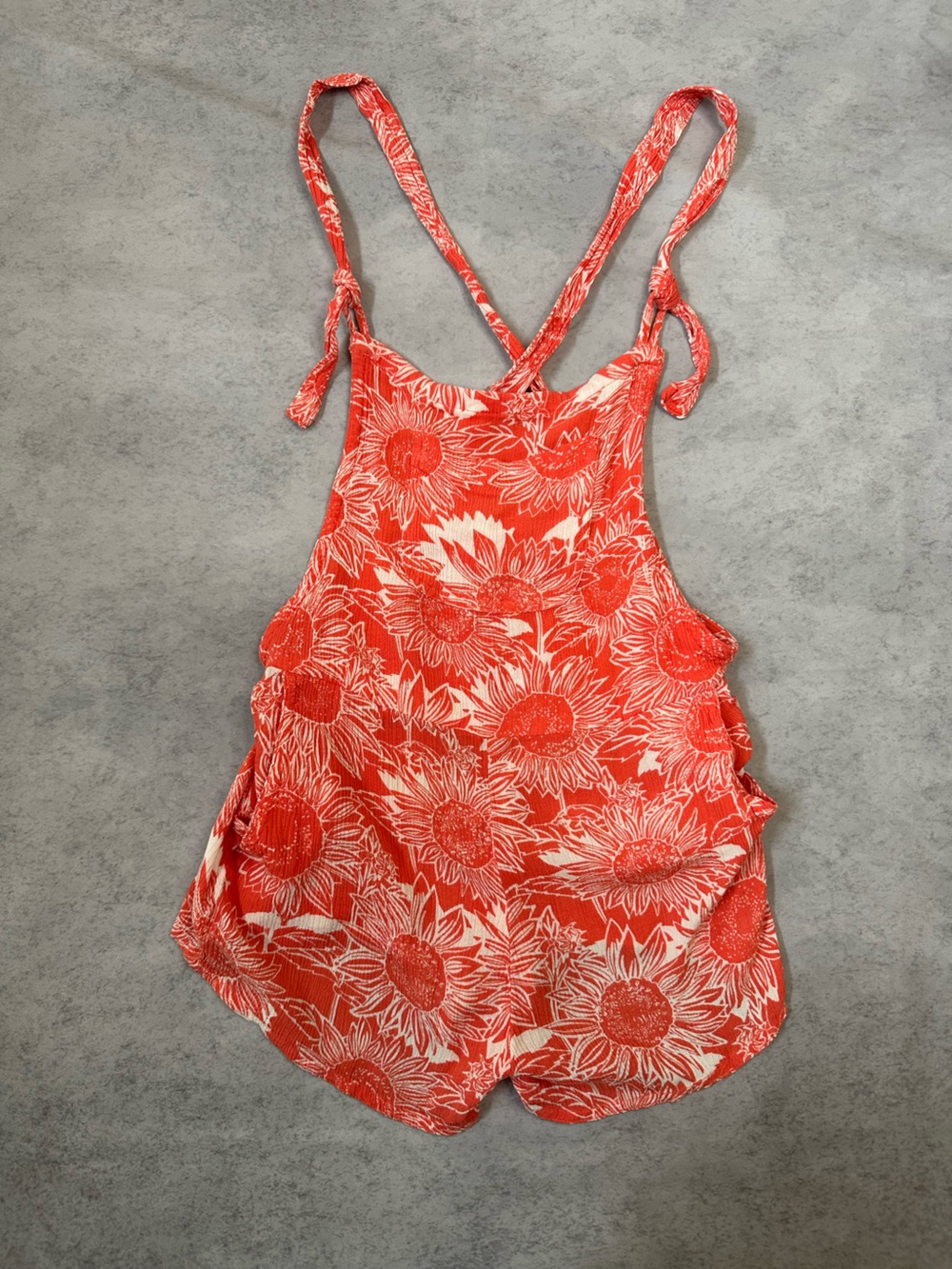 Billabong Girls Red and White Sunflower Print Girls One-Piece Romper